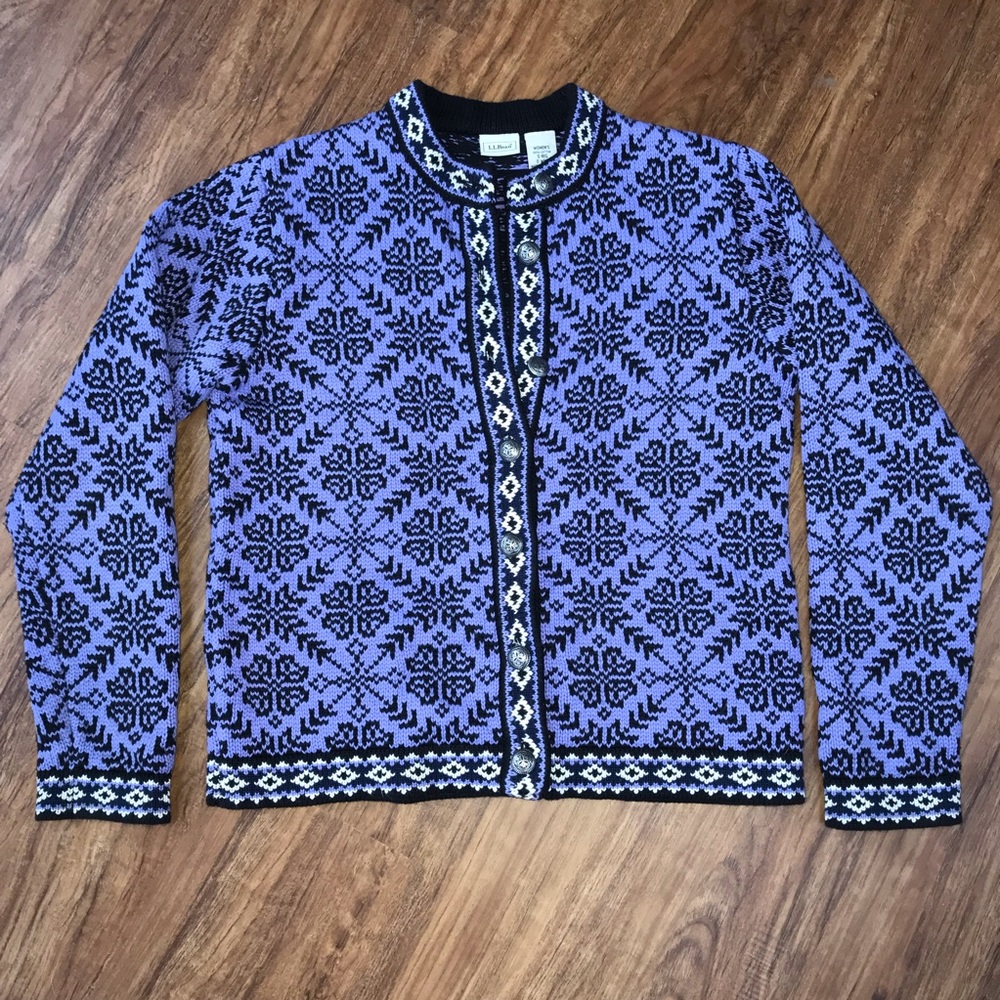 NEW L.L.Bean Cotton Button Down Knit Sweater